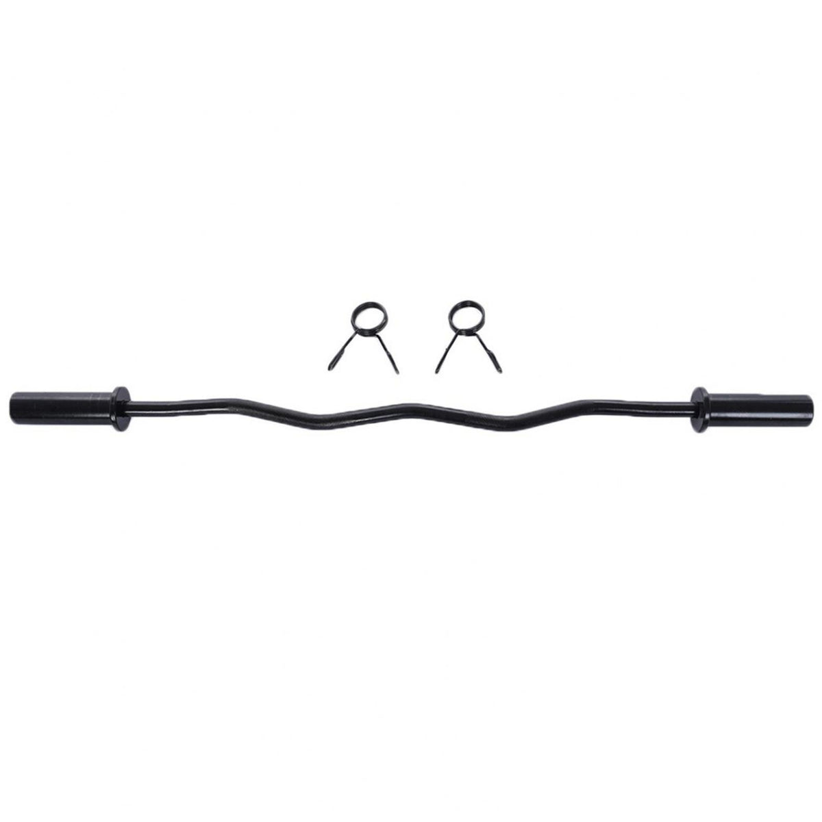 47" Bending Barbell Weightlifting Home Gym Equipment with 2 Clamps, Black