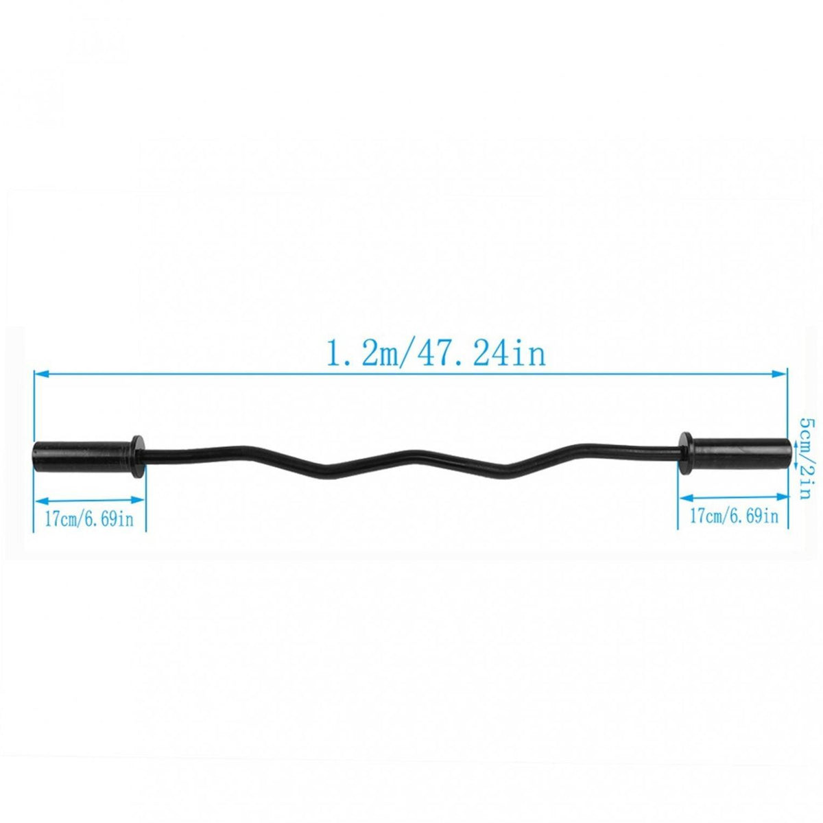 47" Bending Barbell Weightlifting Home Gym Equipment with 2 Clamps, Black