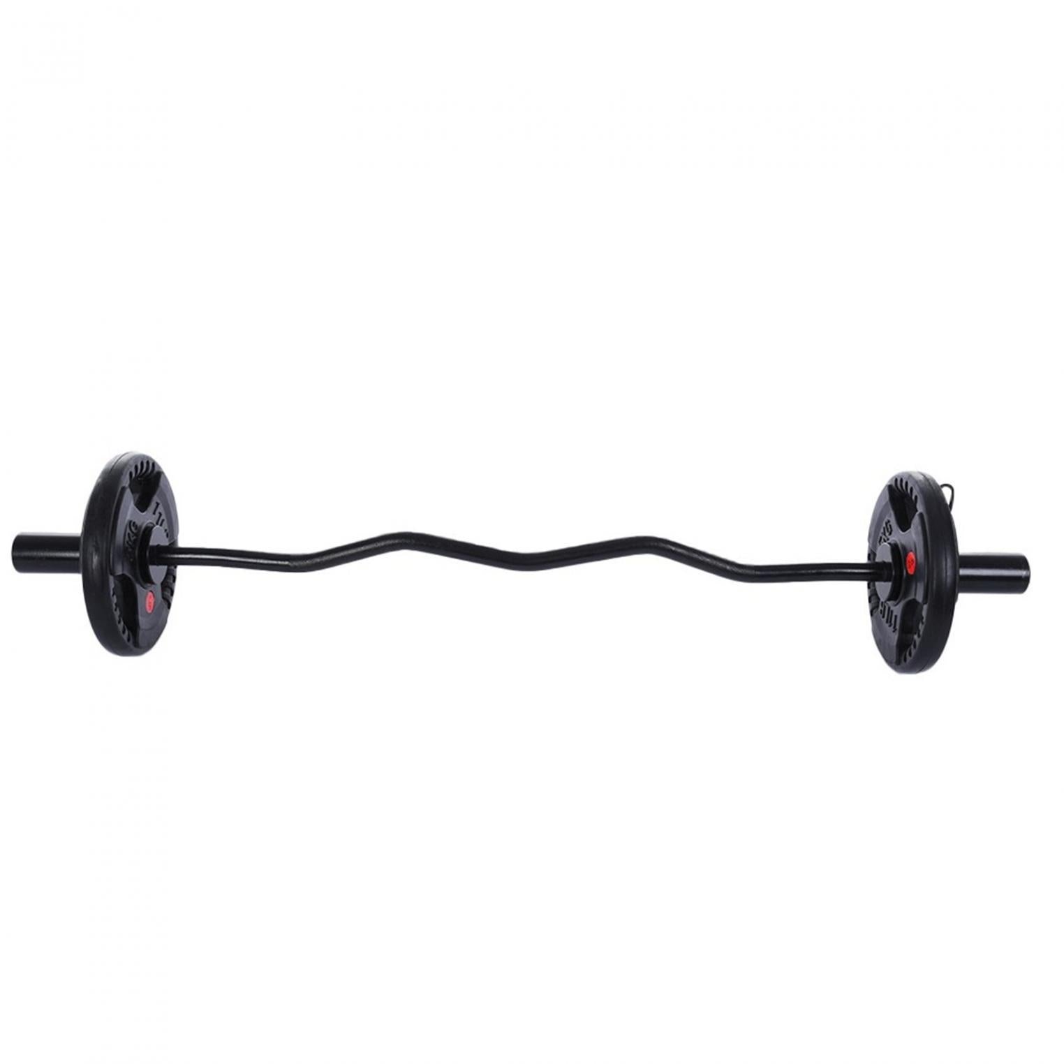 47" Bending Barbell Weightlifting Home Gym Equipment with 2 Clamps, Black
