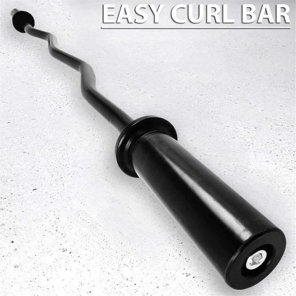 47" Bending Barbell Weightlifting Home Gym Equipment with 2 Clamps, Black