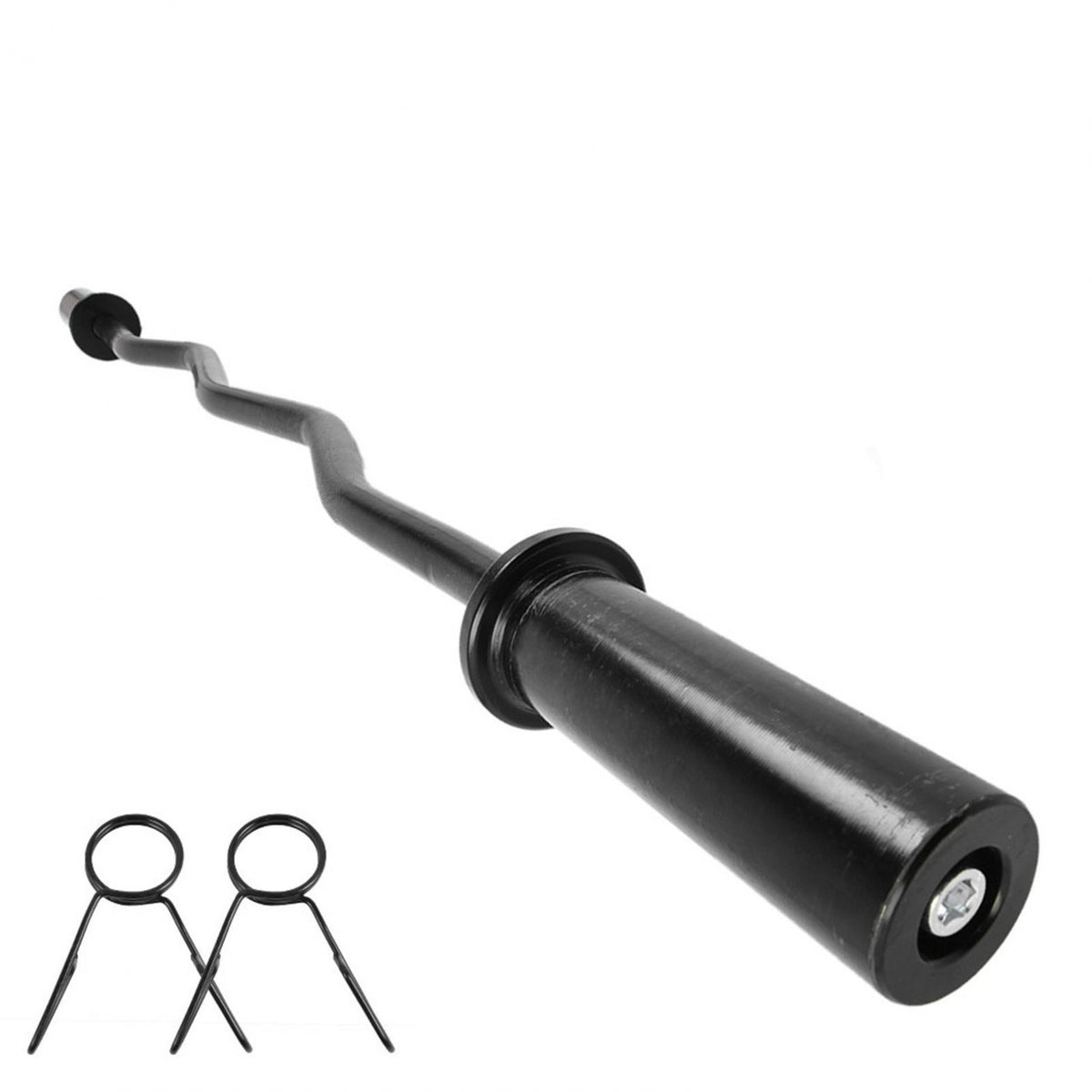 47" Bending Barbell Weightlifting Home Gym Equipment with 2 Clamps, Black