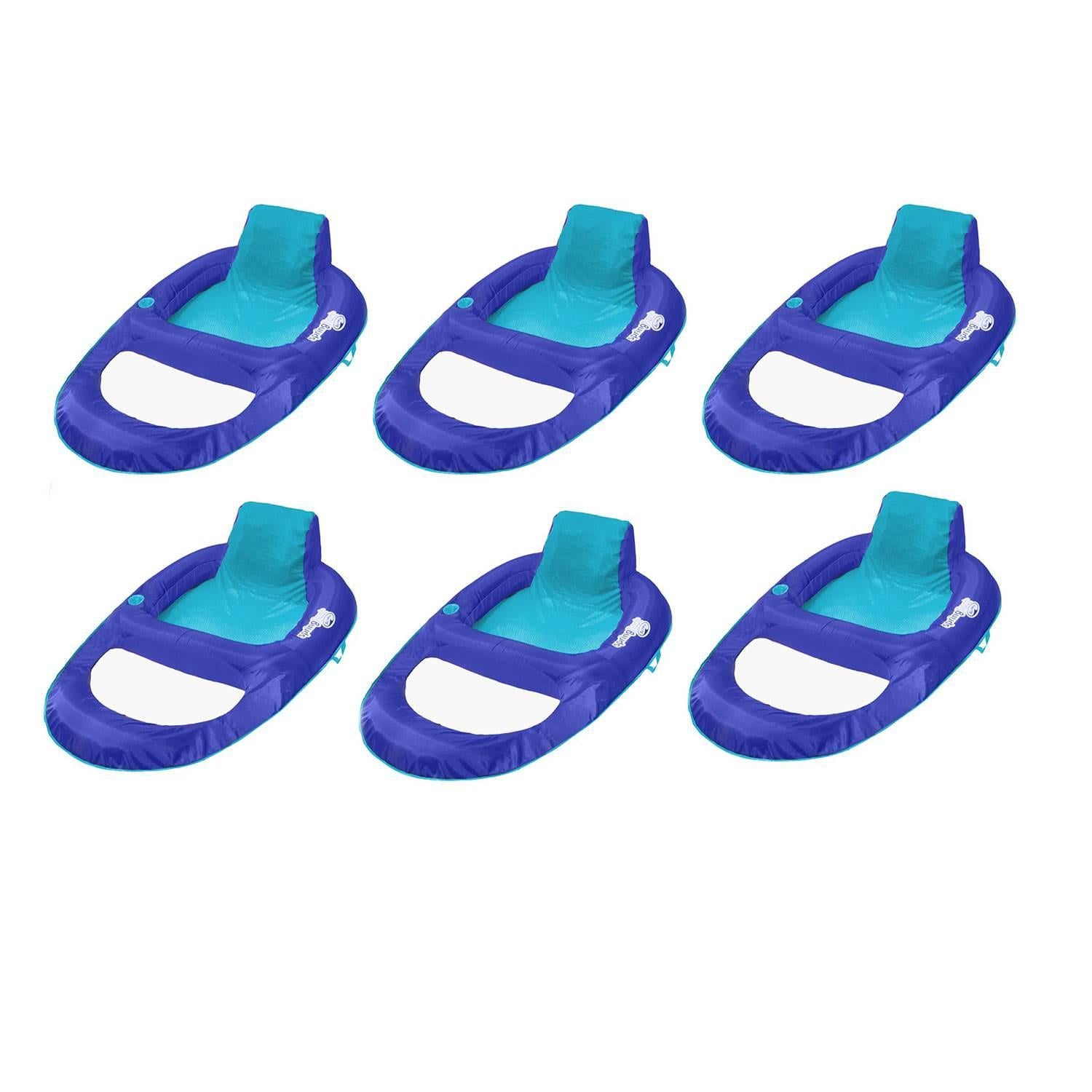 SwimWays Spring Float Recliner XL Inflatable Swimming Pool Lounge Chair (6 Pack)