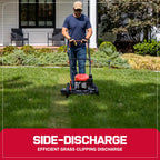 EasyCut 18-Inch Gas Lawn Mower, 144cc OHV Engine, Steel Deck, Side Discharge, 5-Position Dual-Lever Height Adjustment, Push Mower for Small Yards