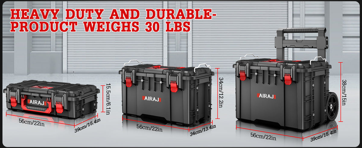 Rolling Tool Box with Wheels Heavy Duty,Modular Stackable Tool Box Organizer,Waterproof Toolbox for Hand/Power Tools,Removable Divider/Parts Box,All-terrain Durable Wheels,Telescopic Pull Rod Handle
