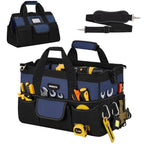 16-Inch Heavy Duty Tool Bag, 22 Pockets Empty Tool Box Organizer Storage, Soft Tote Toolbox Organization Portable Handle Carrying Work Toolbag for Electrician Mechanic, Dad Men Gifts, Blue