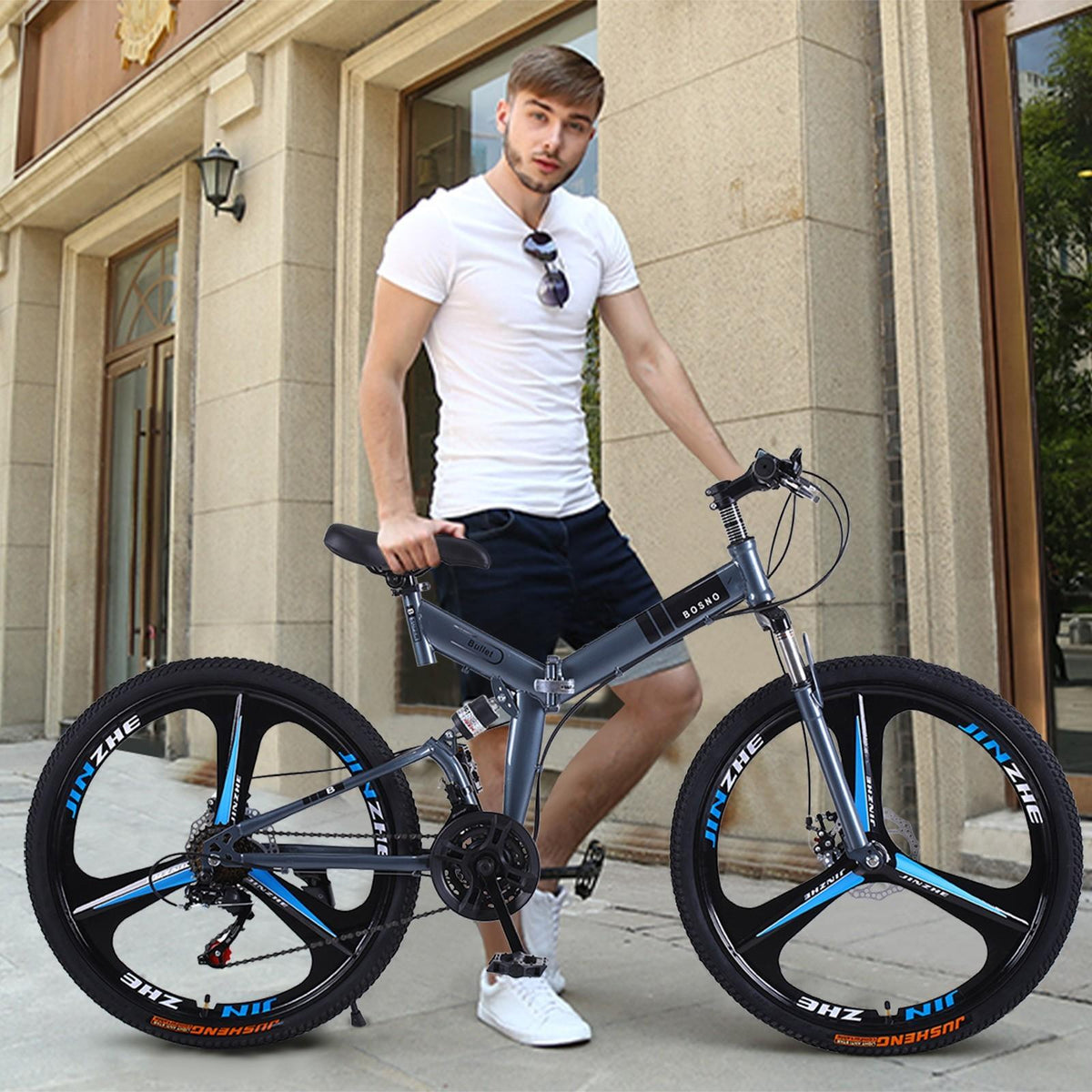 26 Inch Mountain Bike With 21 Speed Dual Disc Brakes Full Suspension Non-slip