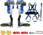 TWSOUL Climbing Spike with 5 Point Belt Straps Portable Adjustable Lanyard and Extra Multi-Functional Straps for Outdoor Jungle Survival Fruit Picking