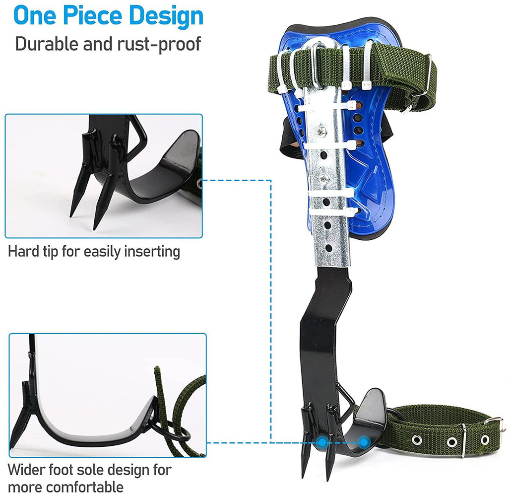 TWSOUL Climbing Spike with 5 Point Belt Straps Portable Adjustable Lanyard and Extra Multi-Functional Straps for Outdoor Jungle Survival Fruit Picking