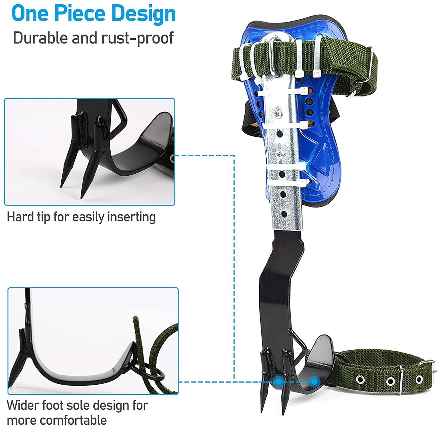 TWSOUL Climbing Spike with 5 Point Belt Straps Portable Adjustable Lanyard and Extra Multi-Functional Straps for Outdoor Jungle Survival Fruit Picking