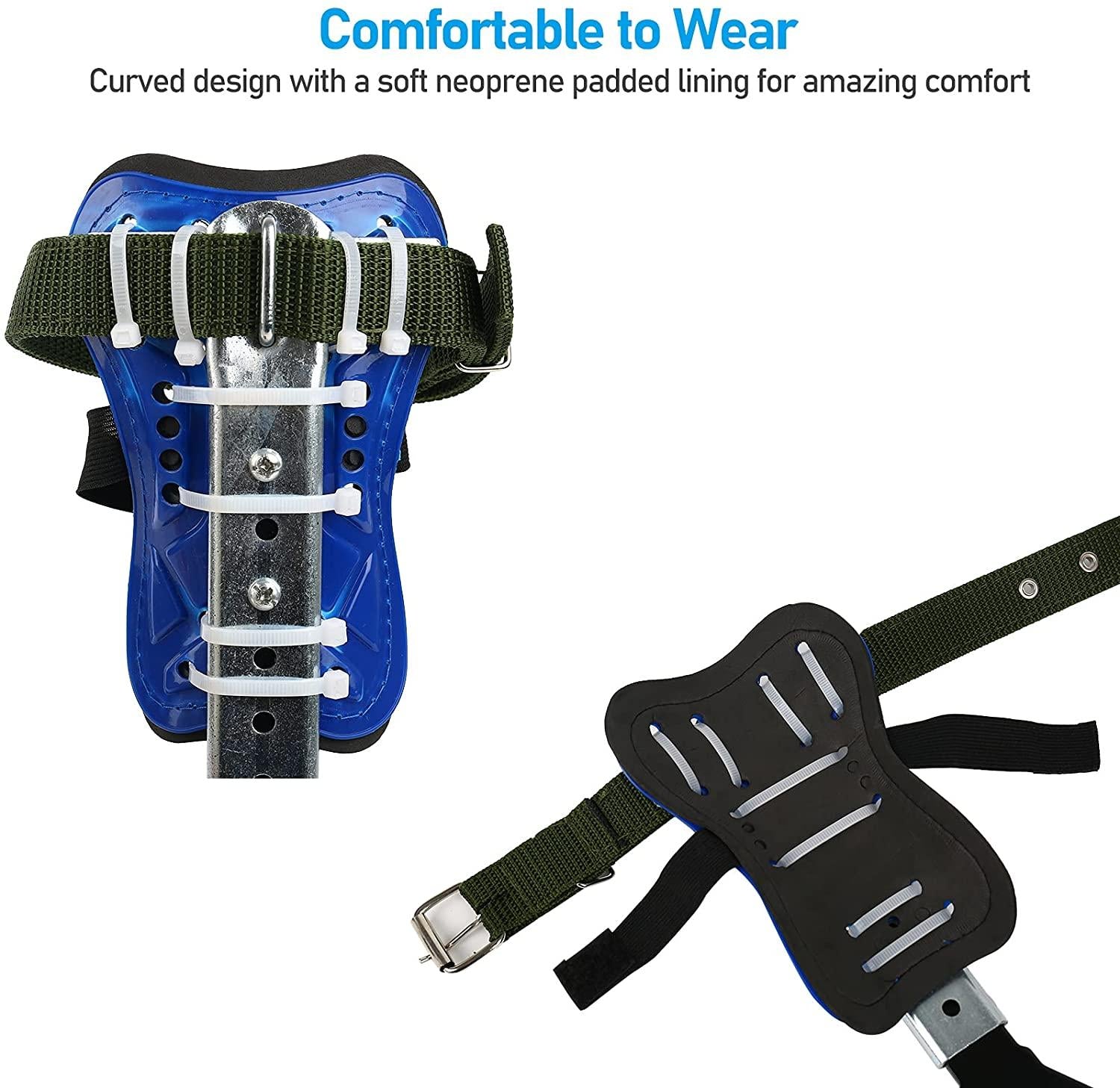 TWSOUL Climbing Spike with 5 Point Belt Straps Portable Adjustable Lanyard and Extra Multi-Functional Straps for Outdoor Jungle Survival Fruit Picking