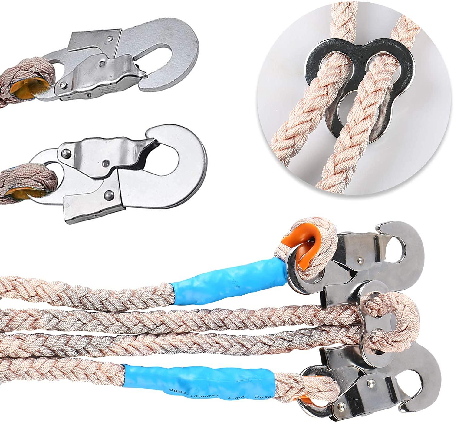 TWSOUL Tree Climbing Spike Included 5 Point Safety Belt Straps Portable Adjustable Lanyard Carabiner for Hunting Observation, PicFruit, Jungle Survival