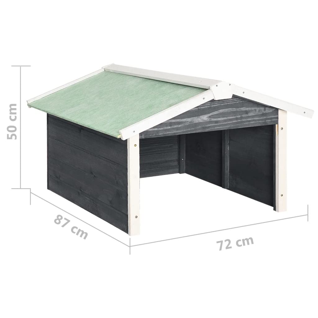 Robotic Lawn Mower GaraOutdoor Portable StoraShed Shelter Solid Firwood, Gray and White 28.3" x 34.3" x 19.7"