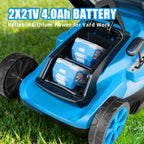 17-Inch Cordless Lawn Mower with 2 x 21V 4.0Ah Batteries &amp; Dual-Port Fast Charger, Battery Powered Push Mower, 6-Position Cutting Height Adjustment, 50L Grass Collection Bag
