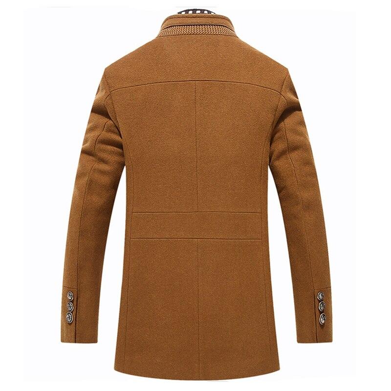 Classic Men's Wool Long Slim Fit Trench Coat