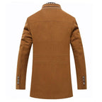 Classic Men's Wool Long Slim Fit Trench Coat