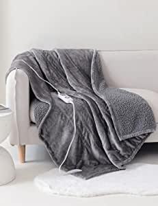 Heated Blanket Sherpa Electric Throw Blanket,  Soft Fleece Electric Blanket 50" x 60" with 10 Heating Levels  1 to 12 Hours Time Settings, Auto-Off Overheat Protection, Machine Washable