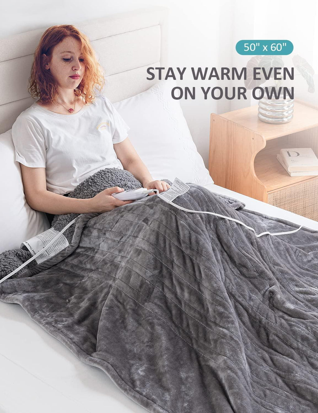 Heated Blanket Sherpa Electric Throw Blanket,  Soft Fleece Electric Blanket 50" x 60" with 10 Heating Levels  1 to 12 Hours Time Settings, Auto-Off Overheat Protection, Machine Washable