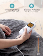 Heated Blanket Sherpa Electric Throw Blanket,  Soft Fleece Electric Blanket 50" x 60" with 10 Heating Levels  1 to 12 Hours Time Settings, Auto-Off Overheat Protection, Machine Washable