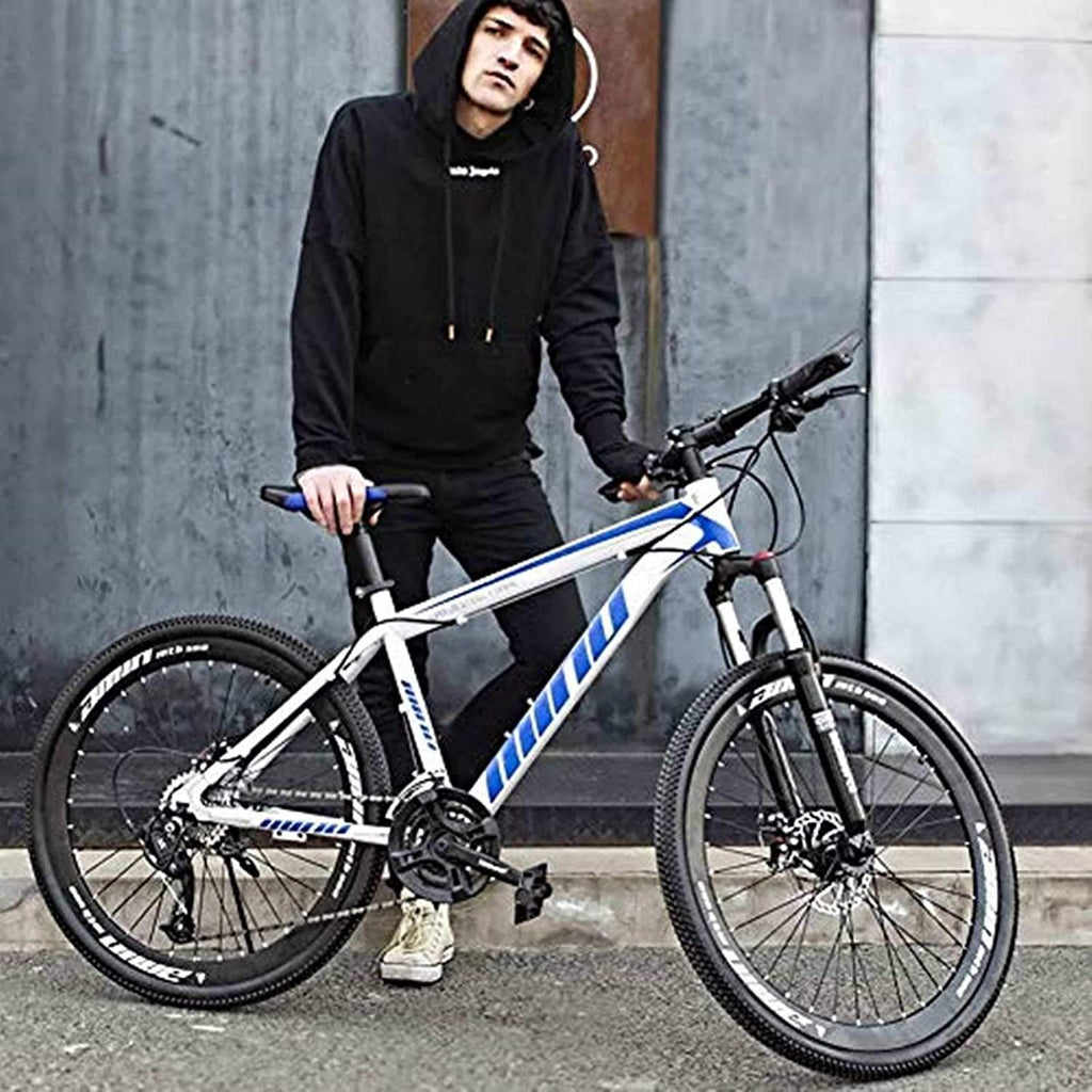 YAPENG Adult Mountain Bike with 26 Inch Wheel Derailleur Lightweight Sturdy 21 Speed Bicycle with Dual Disc Brakes Front Suspension Fork for Men, US Shipped