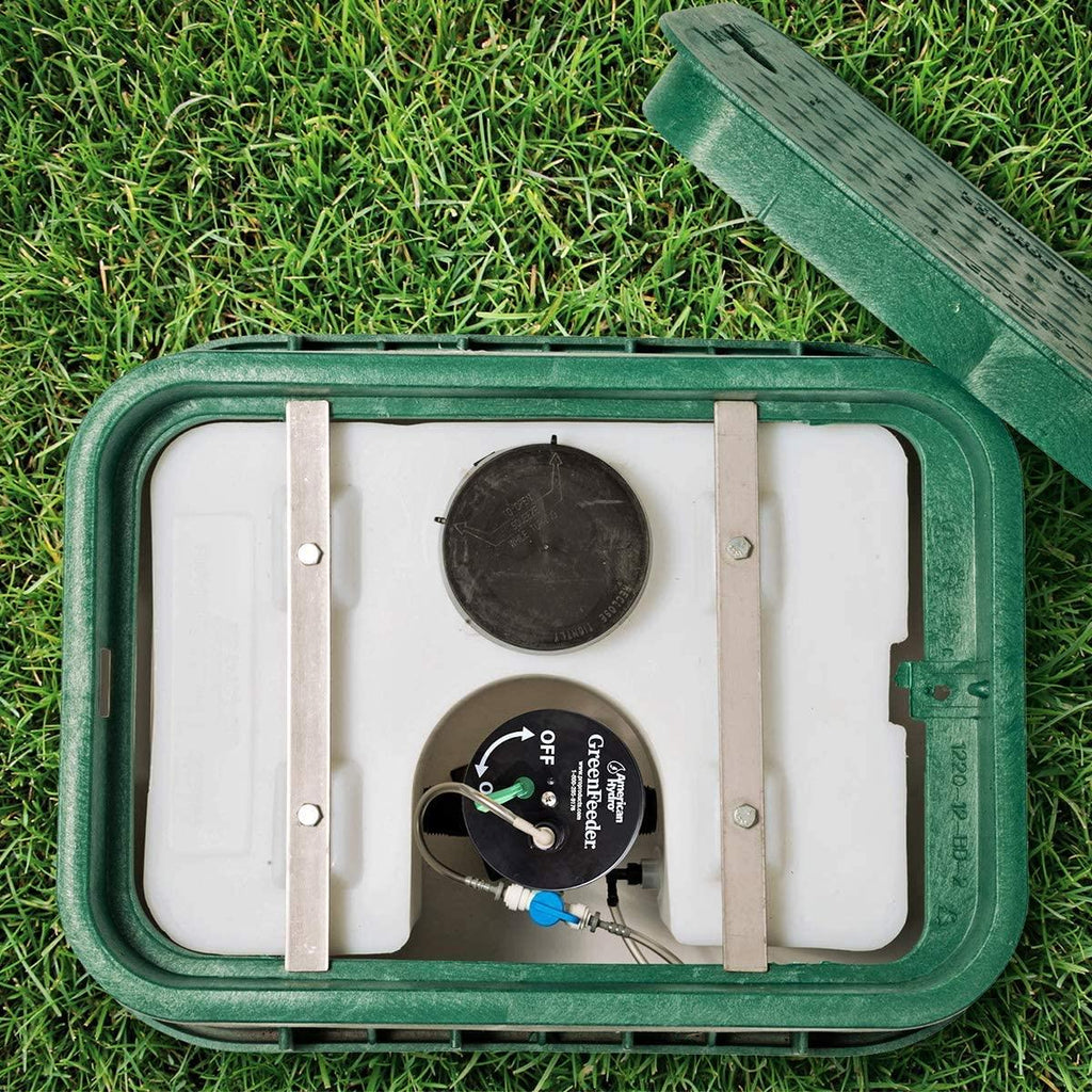 GreenFeeder Automatic Injection System – For Residential and Commercial Irrigation Systems -- Use with GrassSoGreen to Feed Landscapes -- Use with NatureShield to Repel Insects – Use with Rid O’ Rust to Control Iron Content