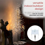65 in. H Indoor/Outdoor Pre-Lit Silver Foil Christmas Tree with Yard Stake and 360 LED Lights