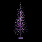 65 in. H Indoor/Outdoor Pre-Lit Silver Foil Christmas Tree with Yard Stake and 360 LED Lights