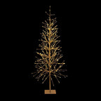 65 in. H Indoor/Outdoor Pre-Lit Silver Foil Christmas Tree with Yard Stake and 360 LED Lights