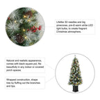 5 ft. Pre-Lit Pine Artificial Christmas Porch Tree with 150 Warm White Lights, Pine Cones and Red Berries
