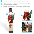 Sunnydaze Snowman in Sweater with Christmas Tree Indoor and Outdoor Decorative Holiday Statue, 46"