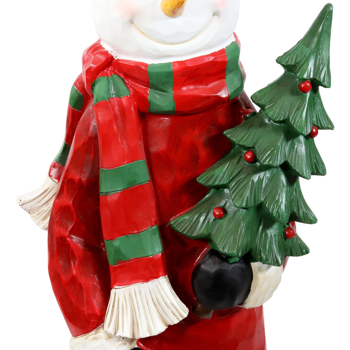 Sunnydaze Snowman in Sweater with Christmas Tree Indoor and Outdoor Decorative Holiday Statue, 46"