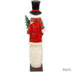Sunnydaze Snowman in Sweater with Christmas Tree Indoor and Outdoor Decorative Holiday Statue, 46"