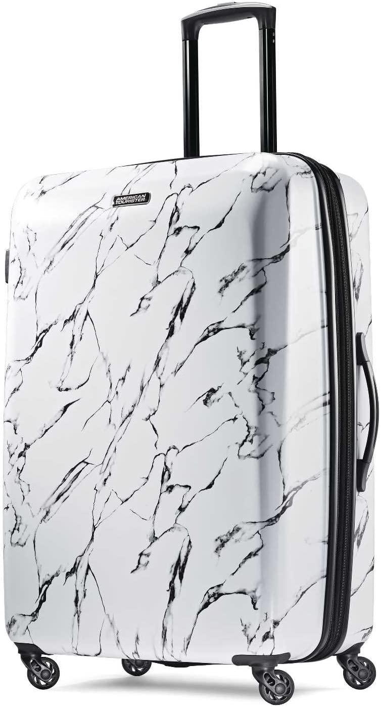 Moonlight Hardside Expandable Luggage with Spinner Wheels, Marble, Checked-Large 28-Inch