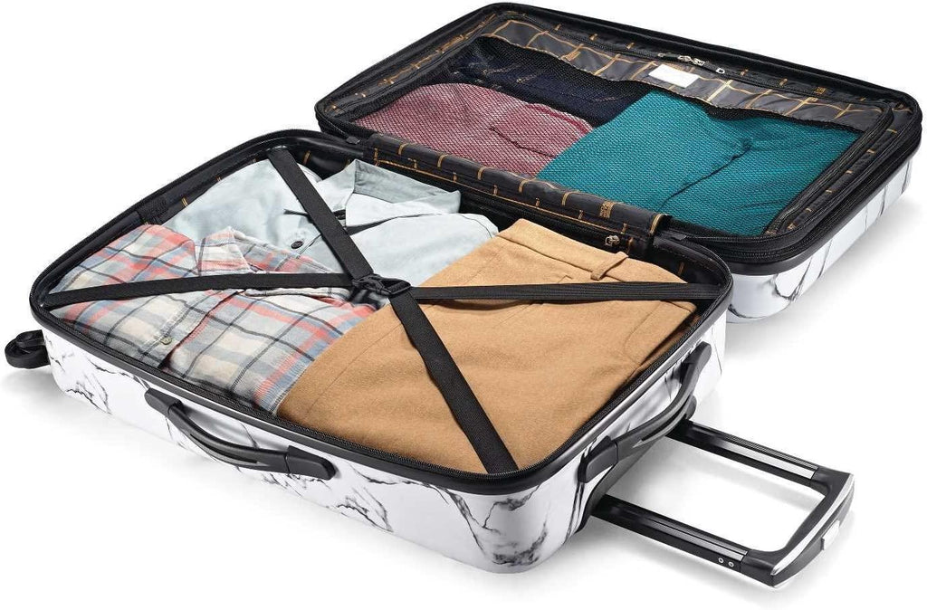 Moonlight Hardside Expandable Luggage with Spinner Wheels, Marble, Checked-Large 28-Inch