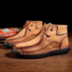 Men Hand Stitching Microfiber Genuine Leather Boots