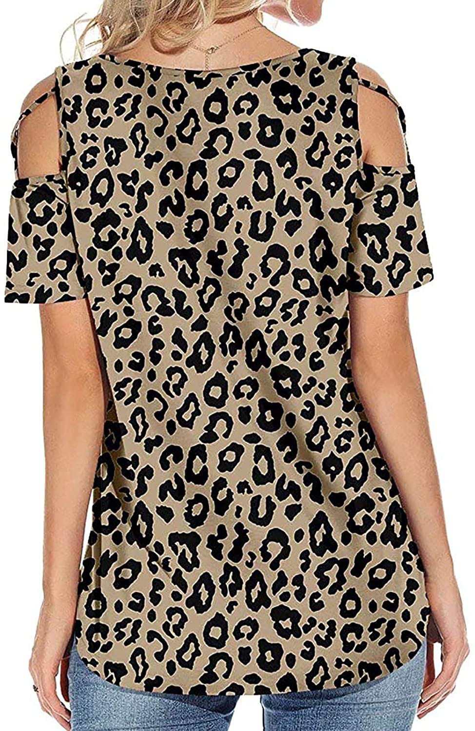 Womens Tops Womens Strappy Cold Shoulder Tops Casual Tees Loose Basic T Shirts