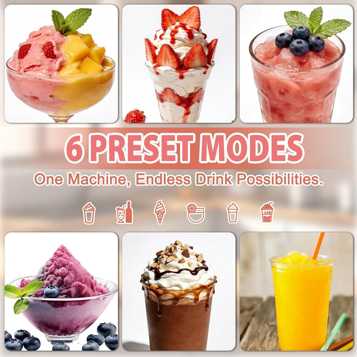 Slushie Machine for Home - 88oz Frozen Drink Maker Slushy Maker & Soft Ice Cream Maker, 6 Preset Programs| Slushie, Cocktails, Frappés, Ice Cream, Smoothies, Milkshakes (Screen Version）