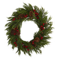 32 in. Cypress with Berries and Pine Cones Artificial Wreath