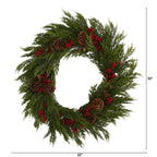 32 in. Cypress with Berries and Pine Cones Artificial Wreath