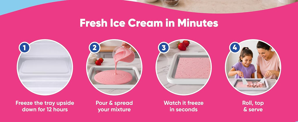 Rolled Ice Cream Maker Kit - Ice Cream Cold Plate Makes Delicious Treats - Rolled Ice Cream Tray is Perfect  Ice Cream Maker - Roll Ice Cream Maker for Kids & Family