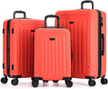 Rover Suitcases Hardside Luggage with Spinner Wheels, Red, 3-Piece Set (20/24/28)