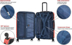 Rover Suitcases Hardside Luggage with Spinner Wheels, Red, 3-Piece Set (20/24/28)