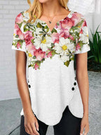 Womens Casual Print Asymmetrical Top