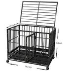 TONYRENA 37 inch Heavy Duty Strong Folding Metal Dog Crate Kennel Playpen for LarDogs and Pets with Patent Lock and Lockable Wheels&amp;Tray