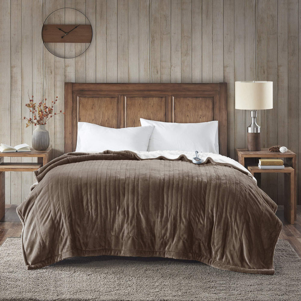 Gracie MIlls Elect Electric Blanket with 20 Heat Level Setting Controller Twin: 62x84" Chocolate -WR54-1751