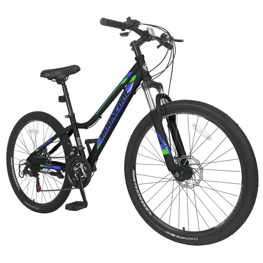 Lilypelle 26 inch 21 Speed Mountain Bike Aluminum Frame Double Disc Brake Suspension Fork MTB Black&amp;Blue