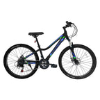 Mooncool Mountain Bikes Adults MTB Bike, Disc Brakes Mountain Bicycles, 21 Speeds, Aluminum Frame, 26 Inches Wheels Outroad Bikes(Blue&amp;Green) for Mens Womens
