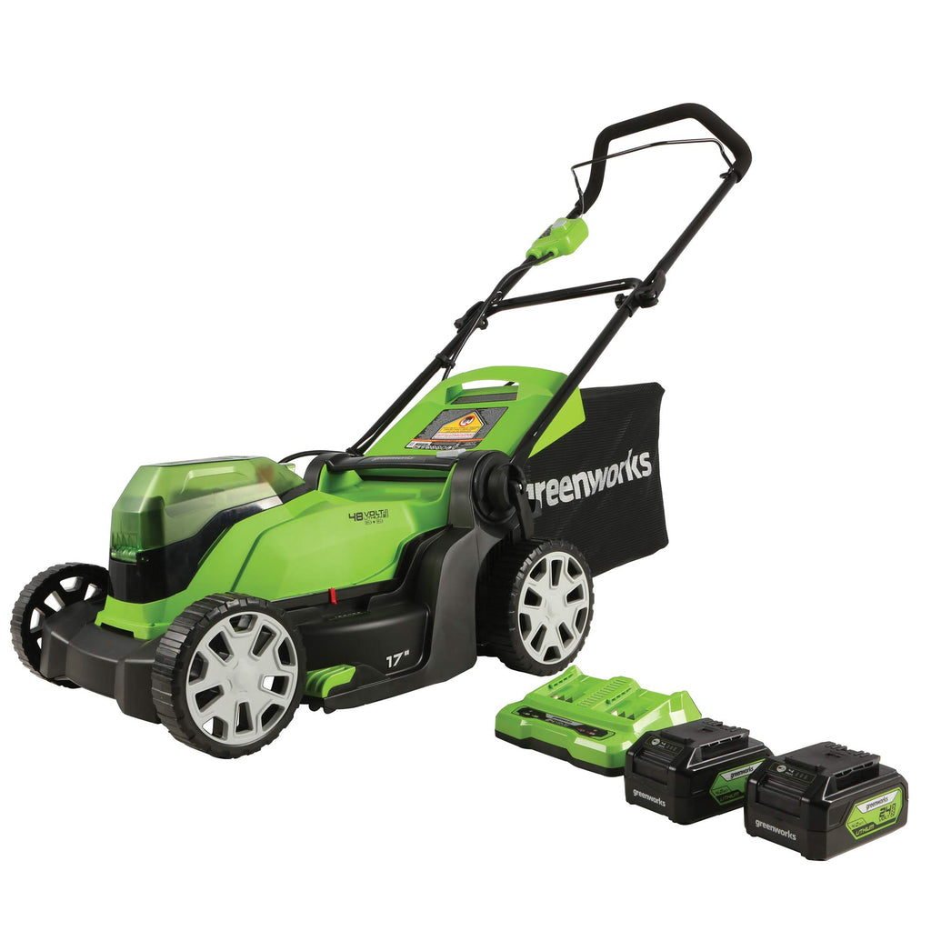 48V (24V x 2) 17" Cordless (Push) Lawn Mower (200+ Compatible Tools), (2) 4.0Ah Batteries and Dual Port Rapid Charger Included