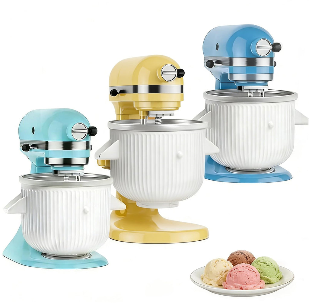 Ice Cream Maker Attachment for  4.5/5QT & 6QT Mixers, Frozen Ice Cream & Sorbet Gelato Maker for , 2 Quart, White, Not Dishwasher Safe