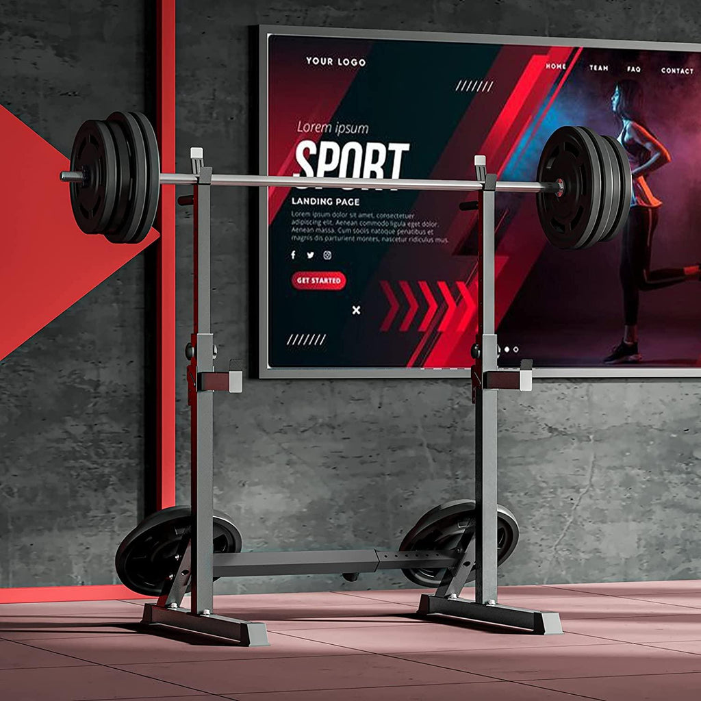 Squat Rack, Multi-Function Adjustable Barbell Rack, Max Load 500 LBS Bench Press Stands, Adjustable Weight Rack Dip Stand Fitness Barbell Bench Home Gym