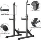 Squat Rack, Multi-Function Adjustable Barbell Rack, Max Load 500 LBS Bench Press Stands, Adjustable Weight Rack Dip Stand Fitness Barbell Bench Home Gym